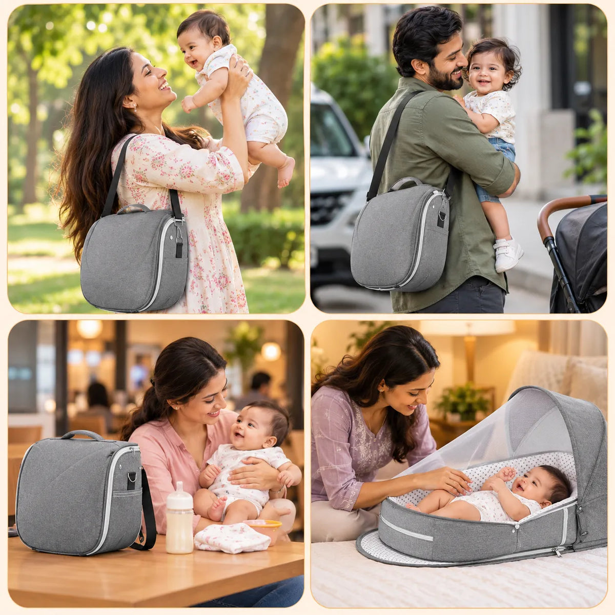 Portable Travel BabyBed, Cosleeping Bed with Mosquito Net and BabyDiaper Changing Pad,Lightweight and Foldable