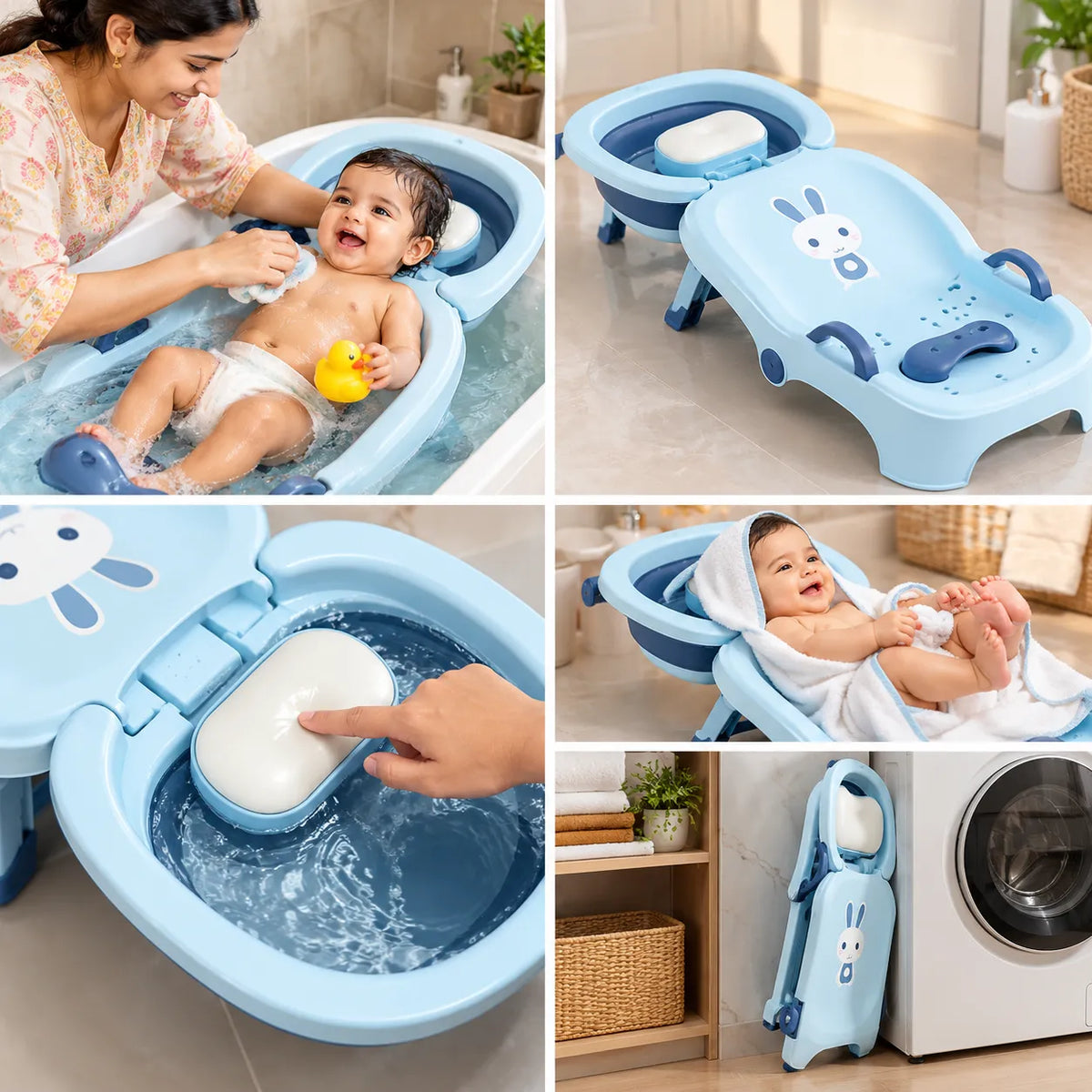 Foldable Reclining Baby Bath Chair for 1 to 16 Years Old