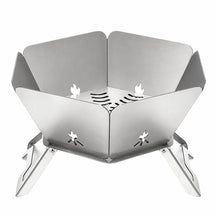 2-in-1 Folding Stainless Steel Camping Fire Pit & Stove for Picnic, Barbecue, Campfire & Hiking