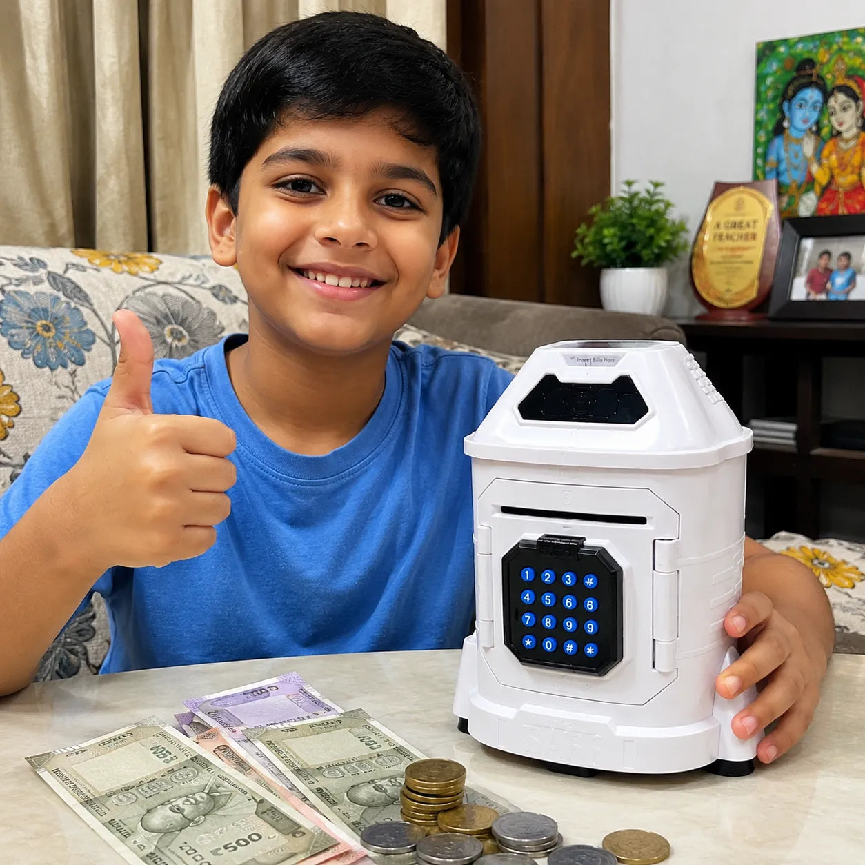 Early Development Electronic Piggy Bank With Simulated Face Recognition