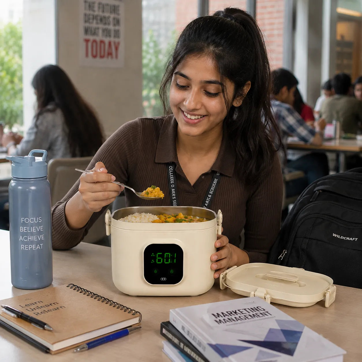 7 Levels Heating Function Cordless Lunch Box with Battery | Portable for Home, School, Travel, and Office
