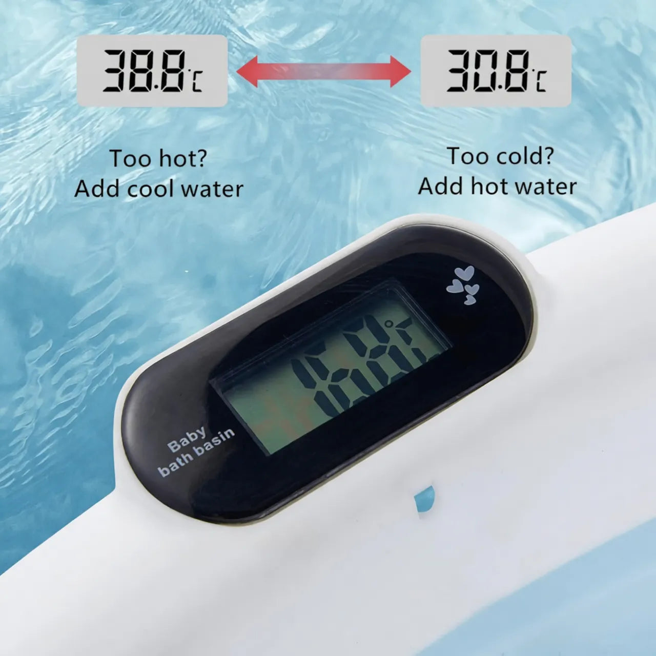Foldable Baby Bath Tub with Built-In Digital Temperature Sensor