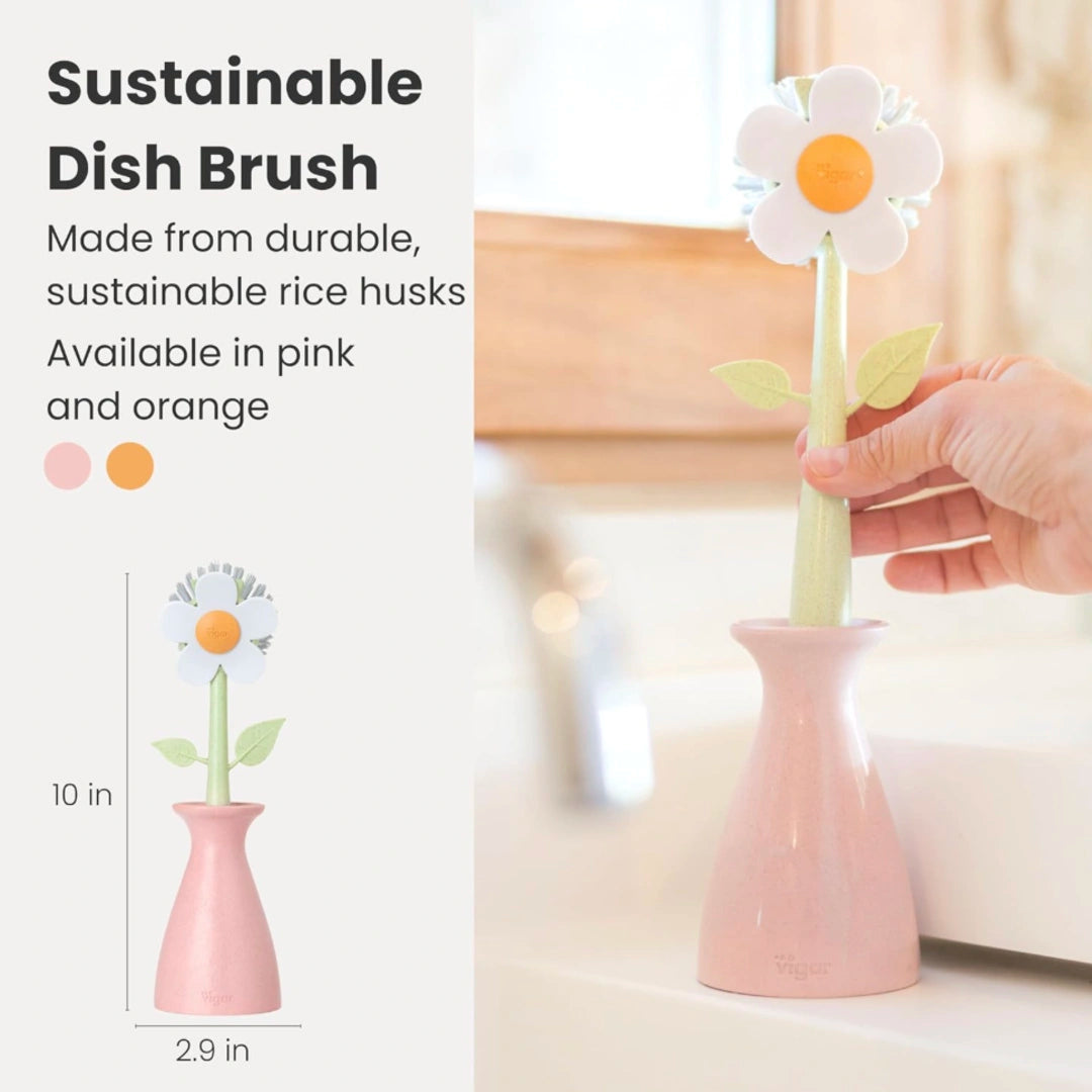 2-In-1 Kitchen Sink & Dish Cleaning Dish Brush With Vase