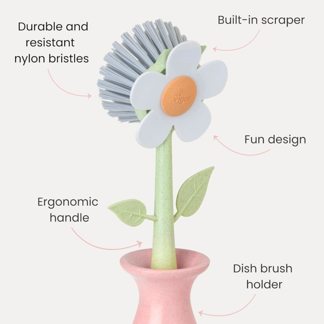 2-In-1 Kitchen Sink & Dish Cleaning Dish Brush With Vase