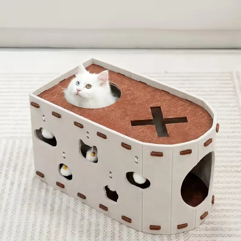 All-in-One Cat Playhouse with Scratch Lounge Bed