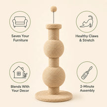Multi-Function Sisal Cat Scratching Post with Teaser Spring Ball for Indoor Cats and Kittens