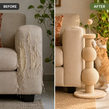 Multi-Function Sisal Cat Scratching Post with Teaser Spring Ball for Indoor Cats and Kittens