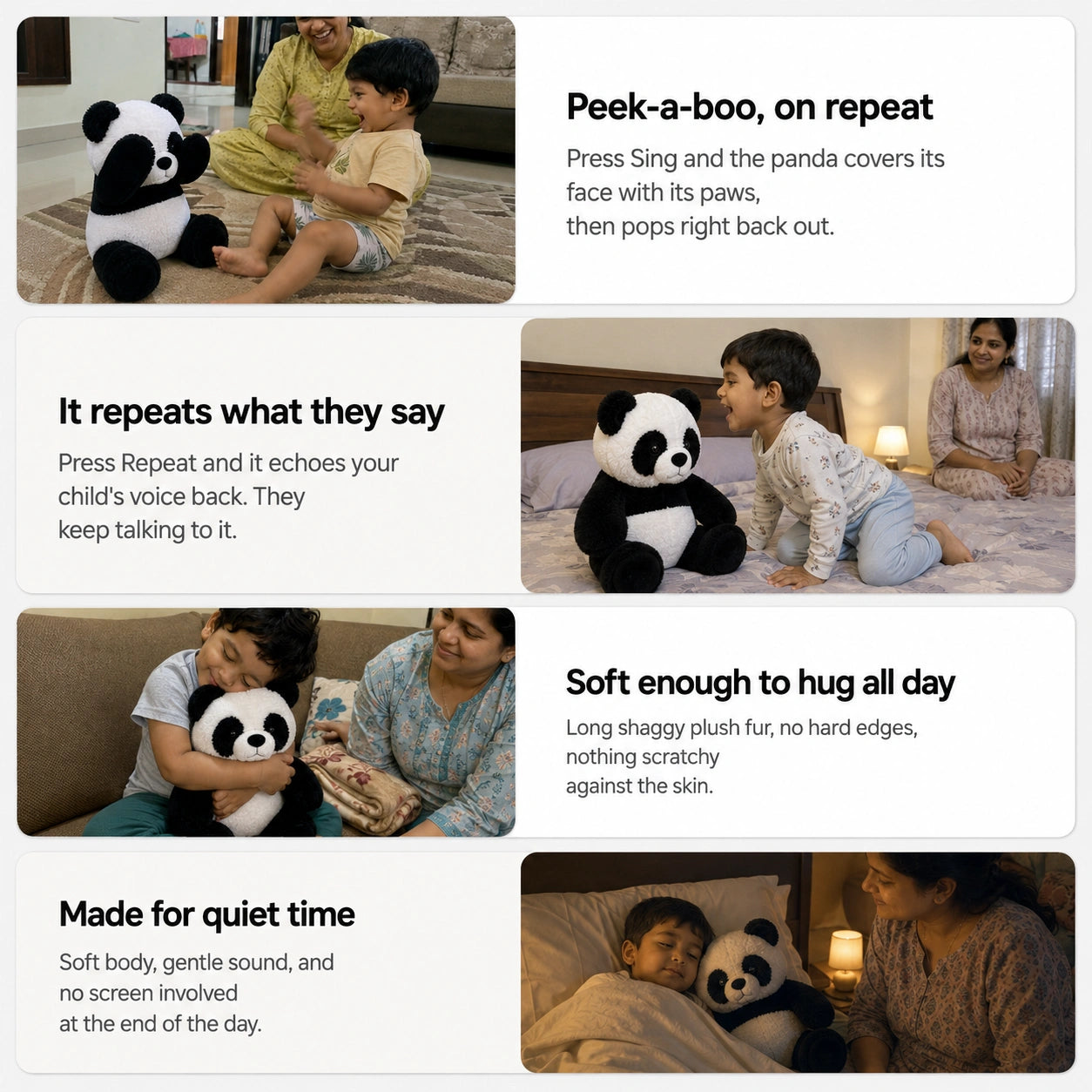 Singing & Voice Repeating Peek A Boo Panda Soft Toy for Screen-Free   Play, Imaginative Fun, Bedtime Comfort