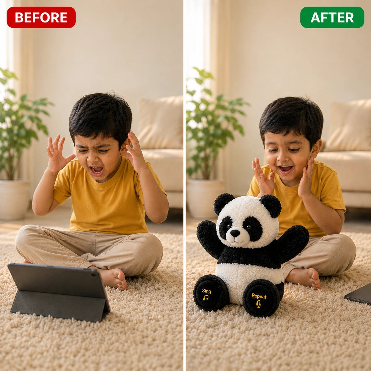 Singing & Voice Repeating Peek A Boo Panda Soft Toy for Screen-Free   Play, Imaginative Fun, Bedtime Comfort