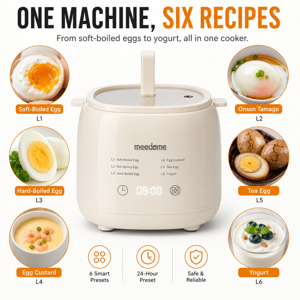 Electric Egg Cooker with 6 Boiling Modes