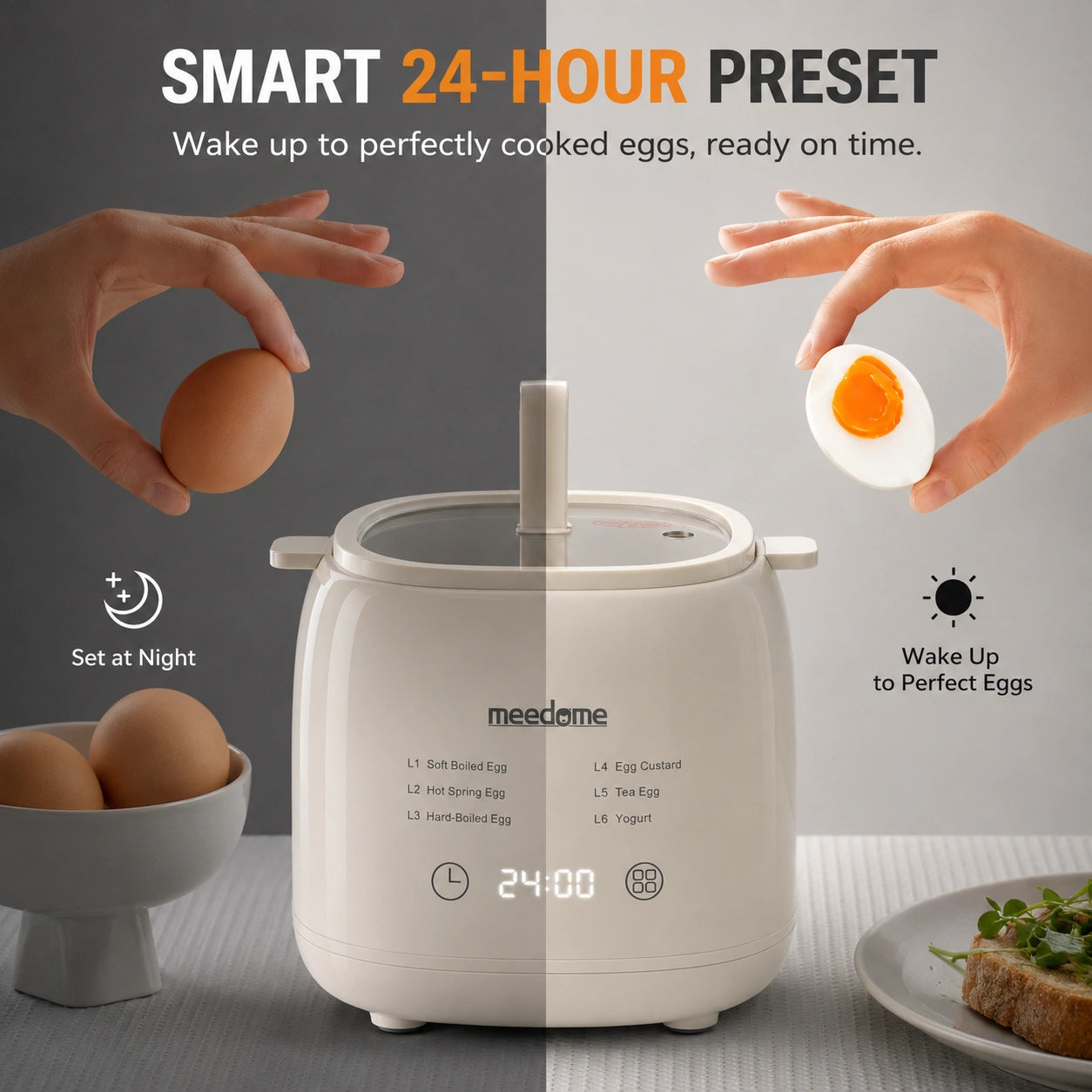 Electric Egg Cooker with 6 Boiling Modes