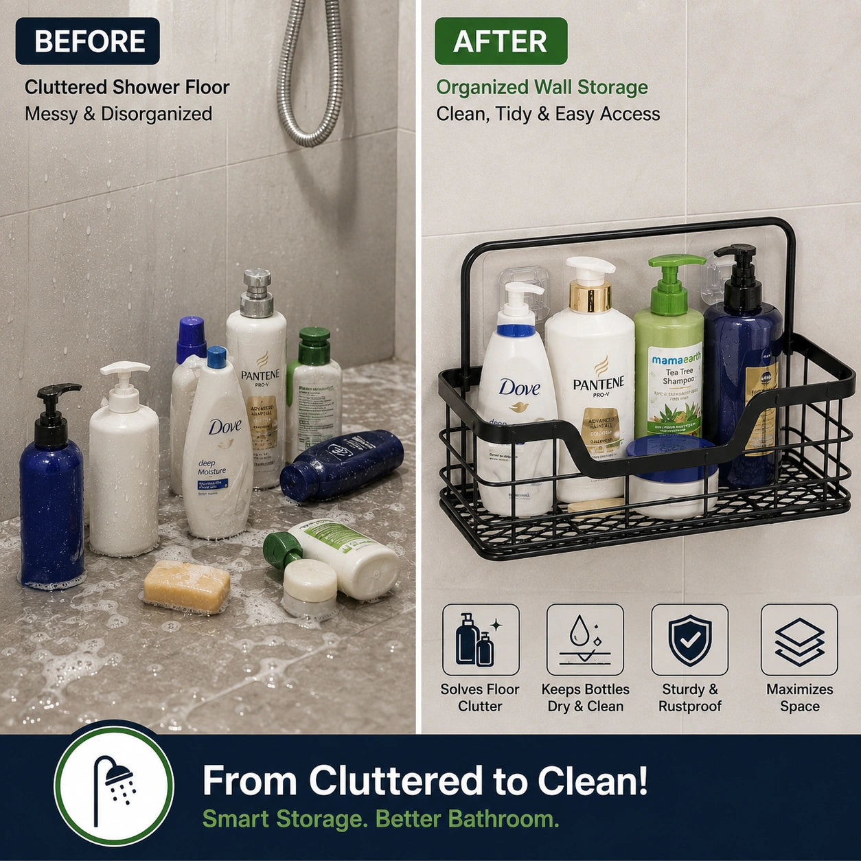 Adhesive Shower Caddy Baskets