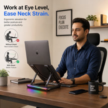 LED Laptop stand With USB-C Docking Station