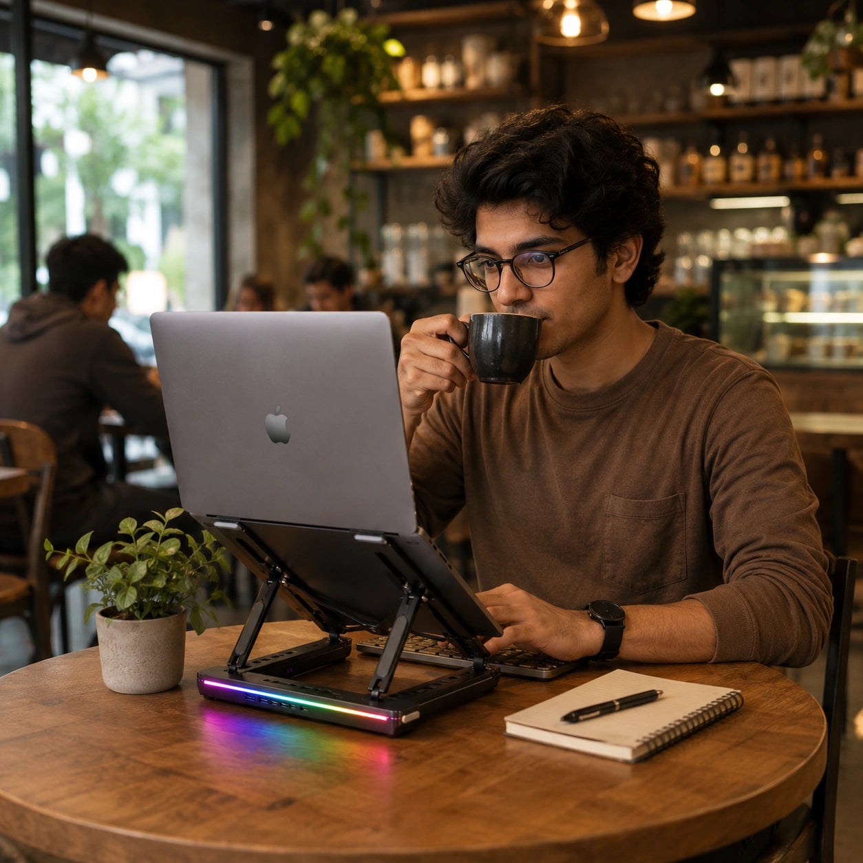 LED Laptop stand With USB-C Docking Station