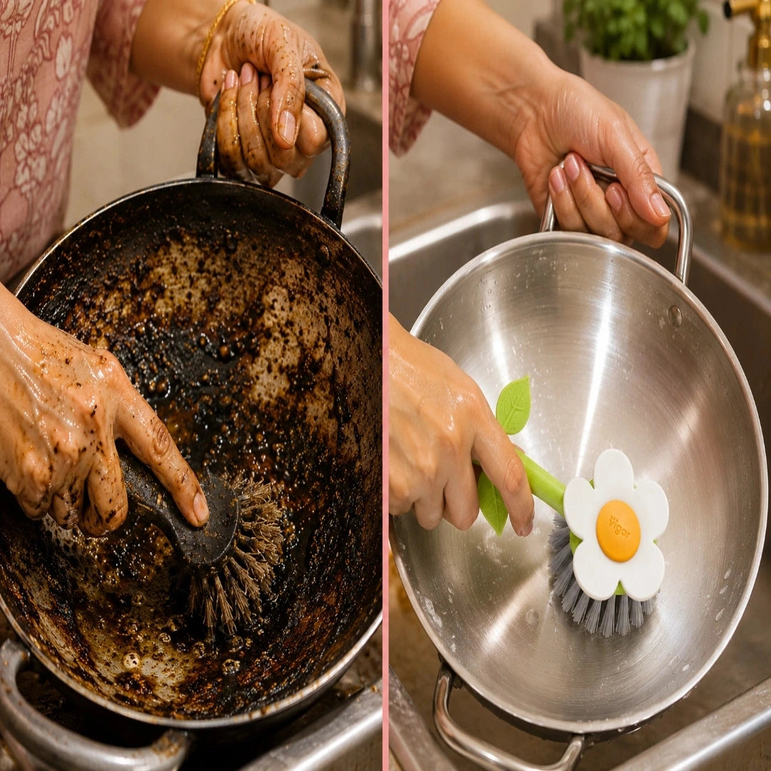 2-In-1 Kitchen Sink & Dish Cleaning Dish Brush With Vase
