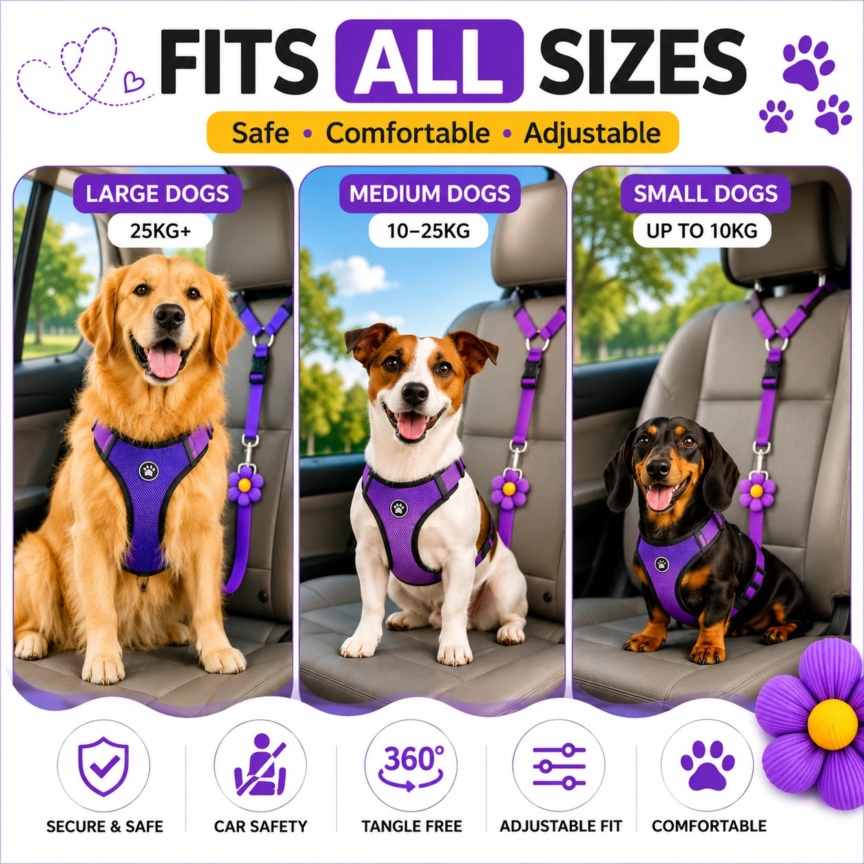Adjustable Pet Dog Car Harness