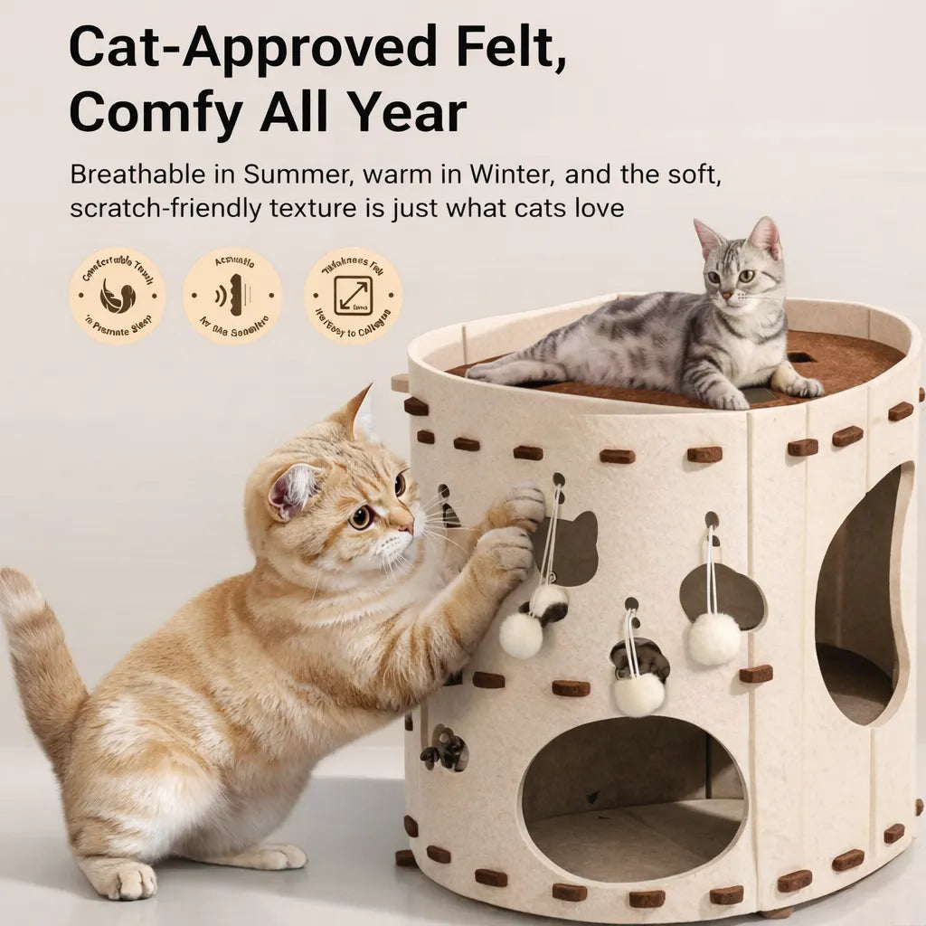 All-in-One Cat Playhouse with Scratch Lounge Bed