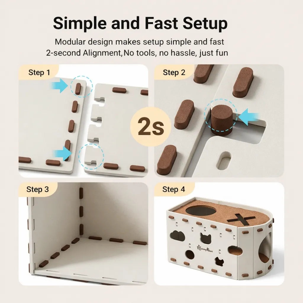 All-in-One Cat Playhouse with Scratch Lounge Bed