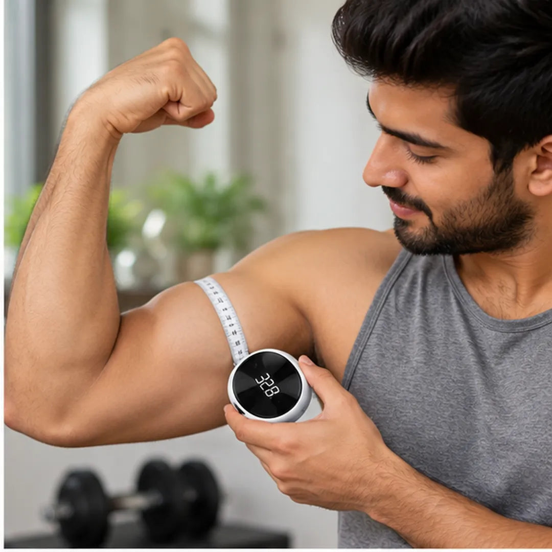 One-hand Retractable Tape with Lock, Fitness & Weight Loss Tracker for Waist/Hips/Arms/Legs, Fitdays App Sync