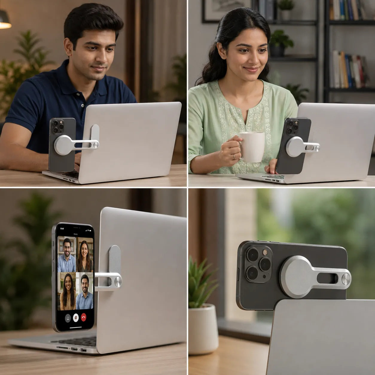 2-In-1 Magnetic Laptop and Desktop Side Phone Holder