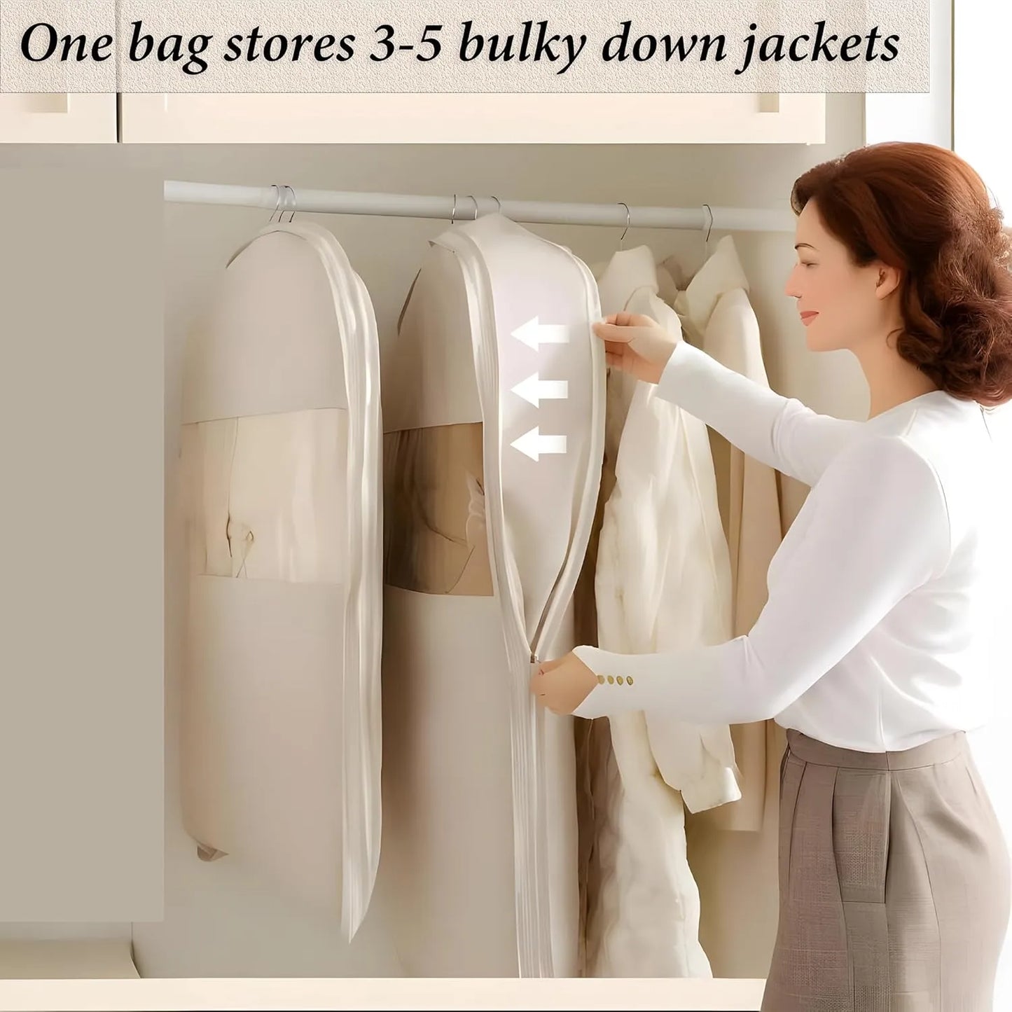 Space Saving Hanging Vacuum Clothes Organizer Storage Bag
