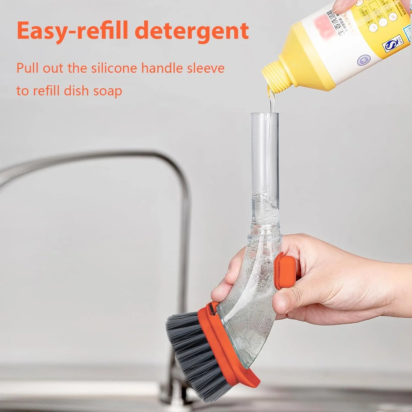 Liquid Control Dish Cleaning Brush For Effortless Kitchen Cleaning