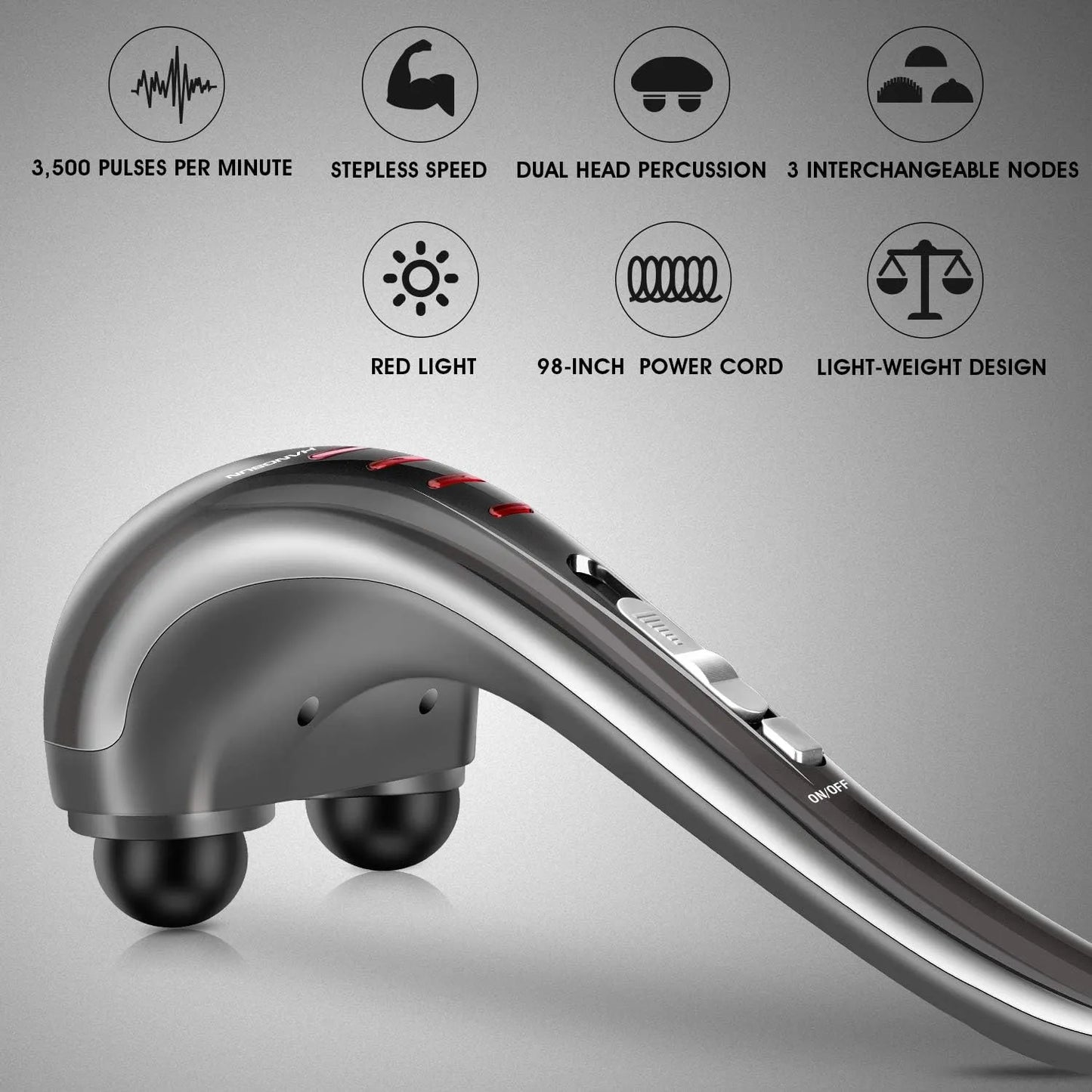 Dual Head Deep Tissue Muscle Pain Relief Massager With Red Light