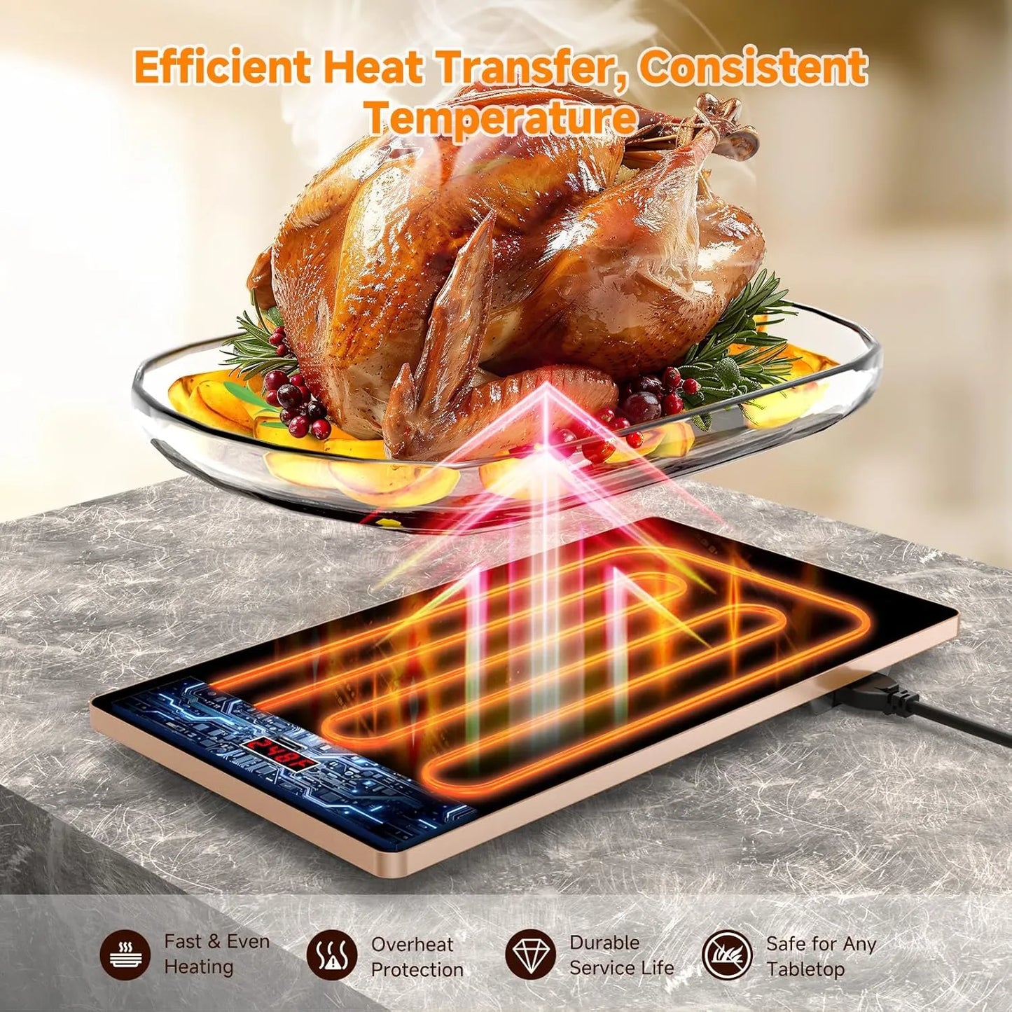 4 in 1 Premium Electric Fast Heating Food Warming Tray