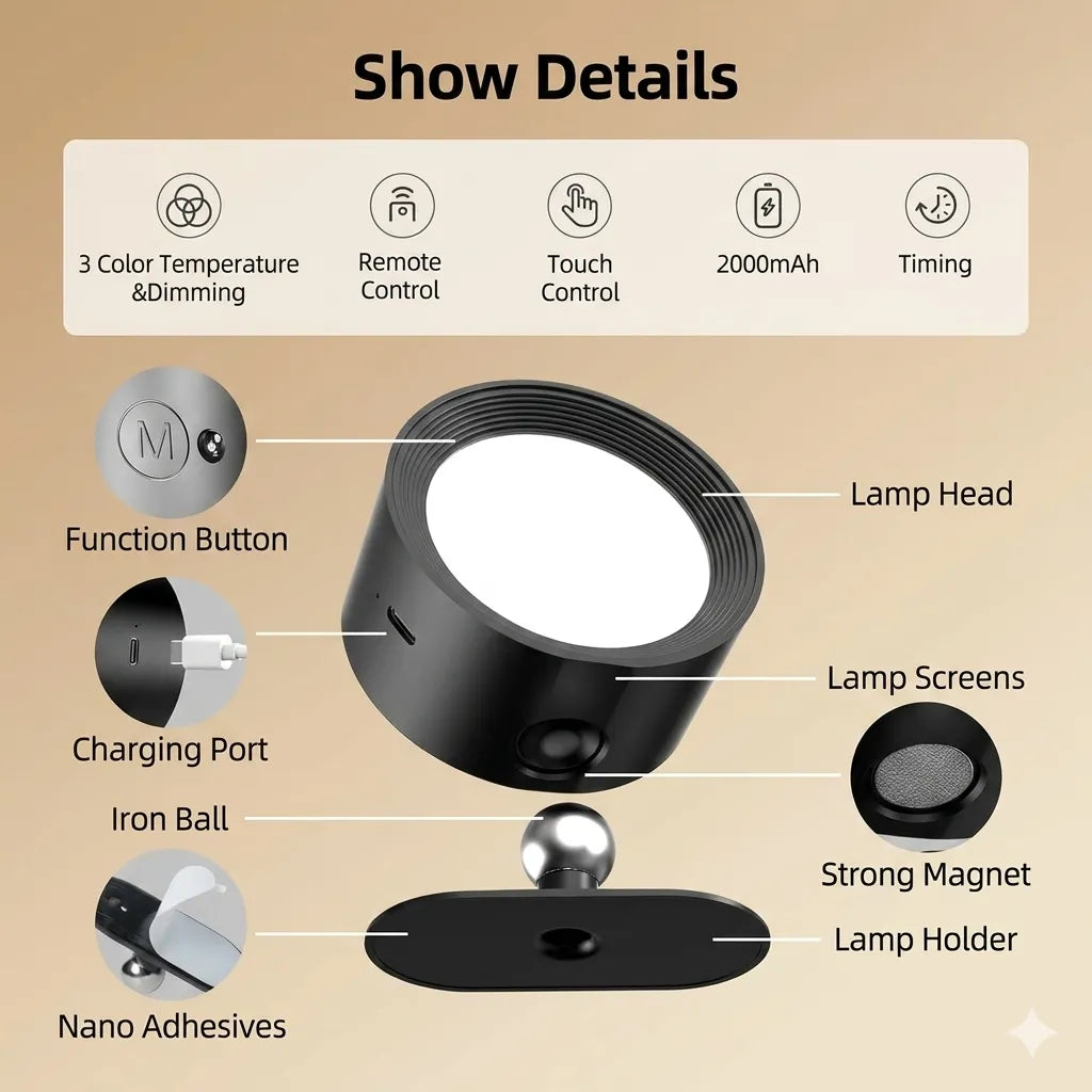 Rechargeable 360° Magnetic Wall Light