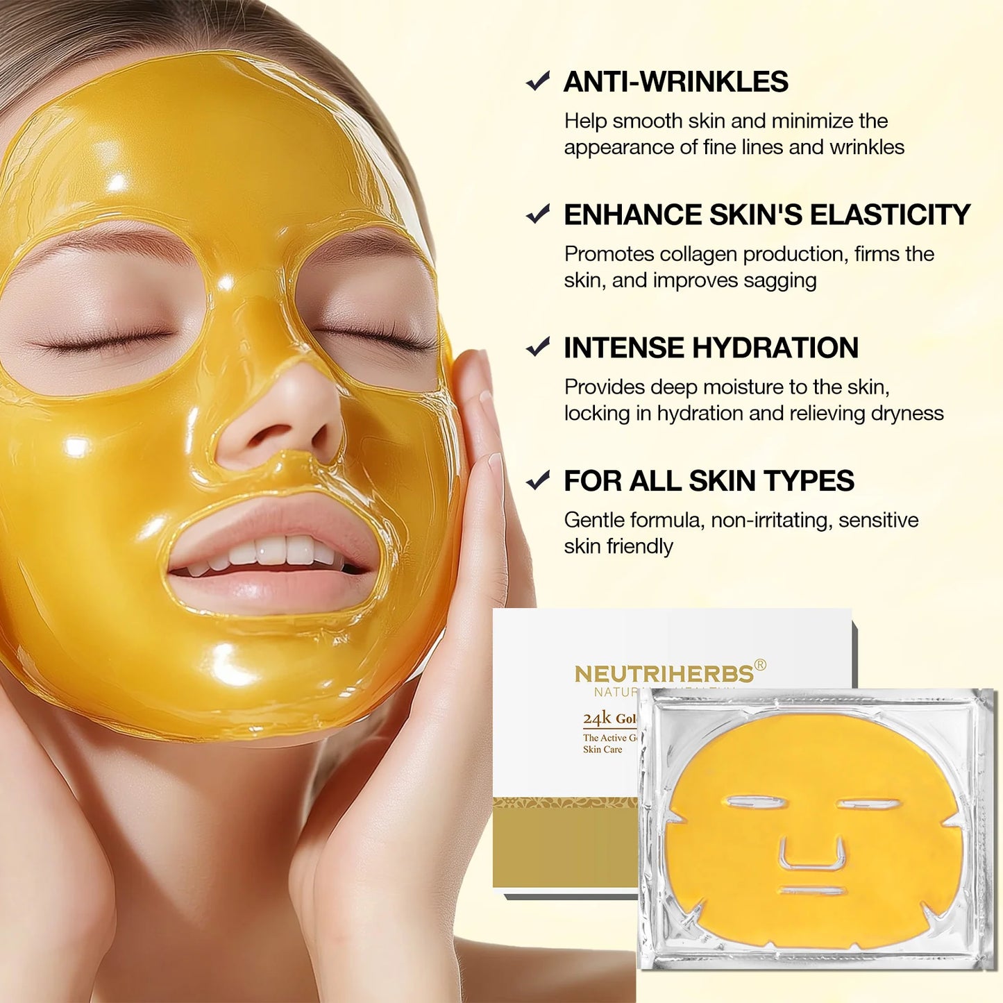 24K Gold Collagen Face Mask – Instant Glow & Anti-Aging Lift