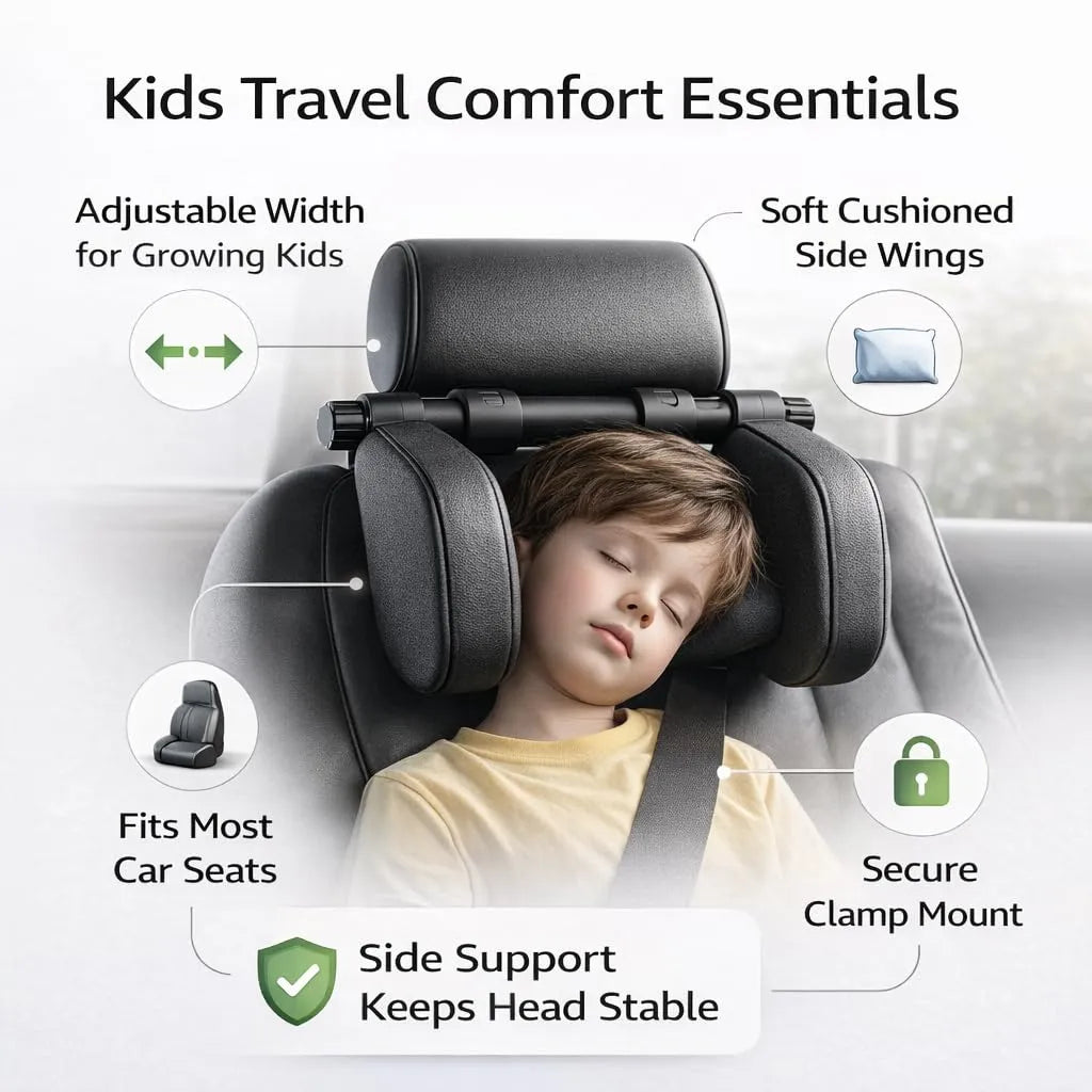 Universal Height Adjustable Car Headrest Cushion for Relaxed Travel Comfort