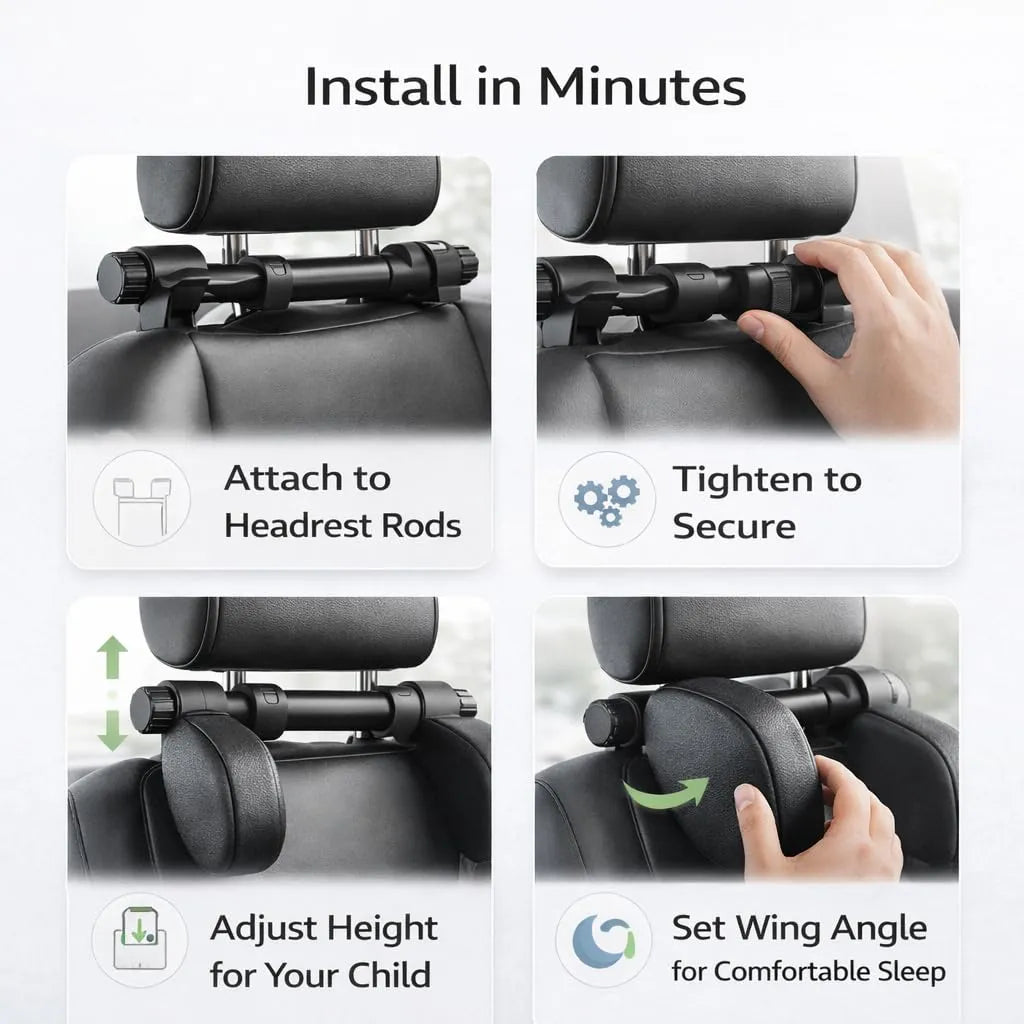 Universal Height Adjustable Car Headrest Cushion for Relaxed Travel Comfort