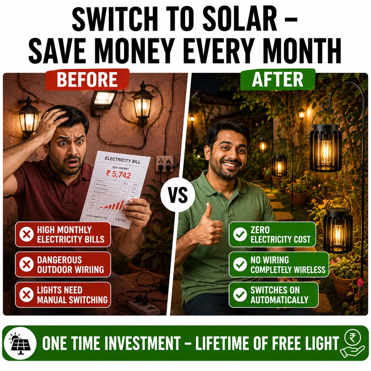 Solar Lanterns Outdoor Waterproof, Brighter Up to 12 Hrs