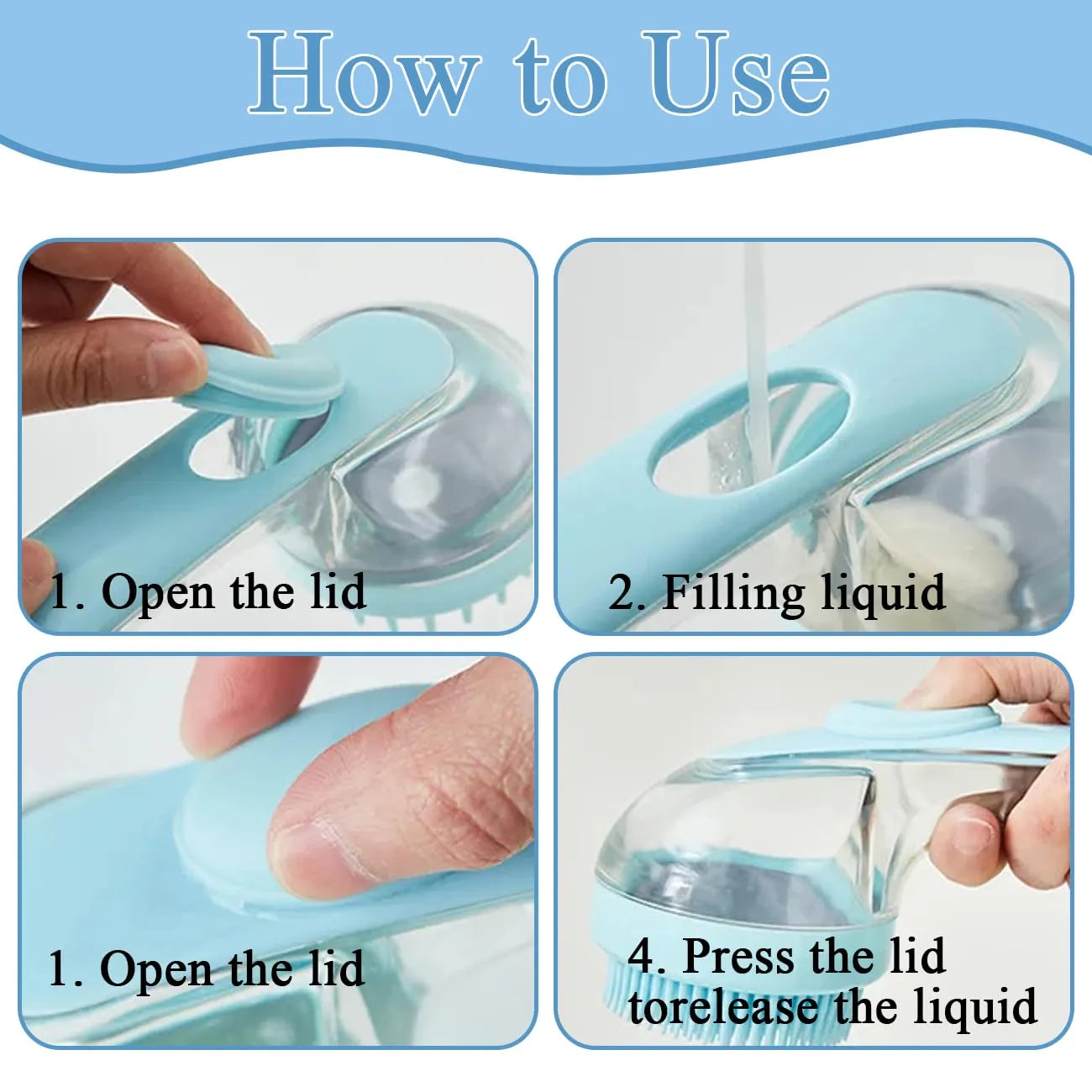 One-Press Liquid Control Pet Shower & Massage Brush