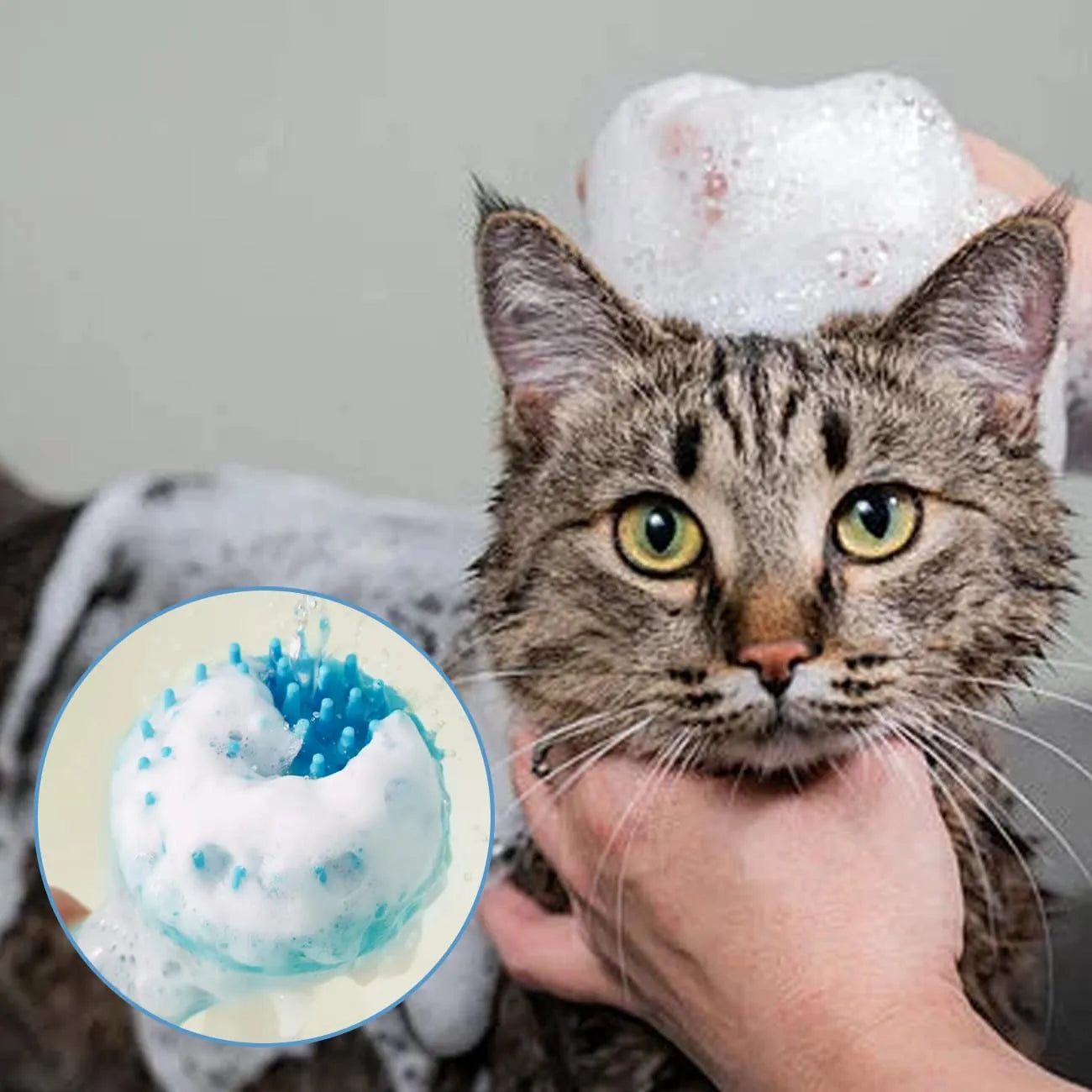 One-Press Liquid Control Pet Shower & Massage Brush