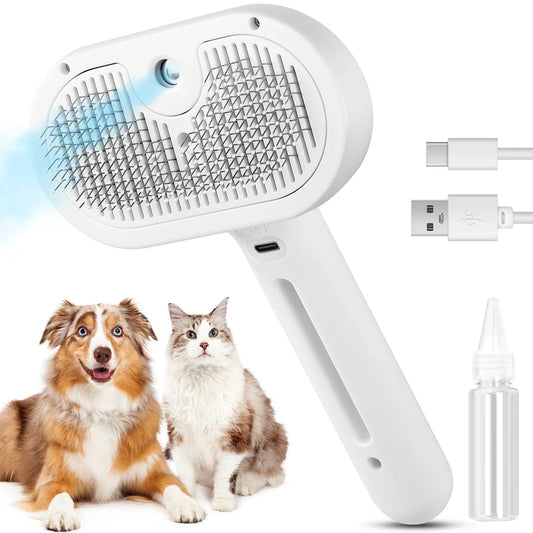 Skin-Friendly Self Cleaning Cat Grooming Brush with Diffuser Comb