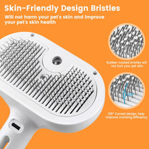 Skin-Friendly Self Cleaning Cat Grooming Brush with Diffuser Comb