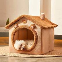 Comfort Plush Pet House Bed with Secure Cozy Space