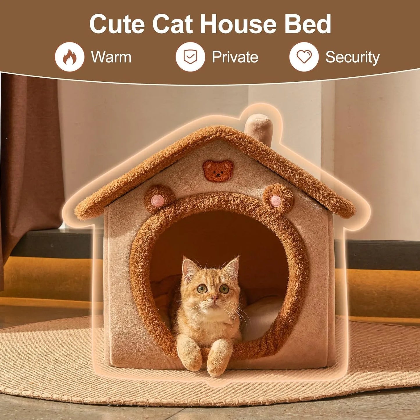 Comfort Plush Pet House Bed with Secure Cozy Space