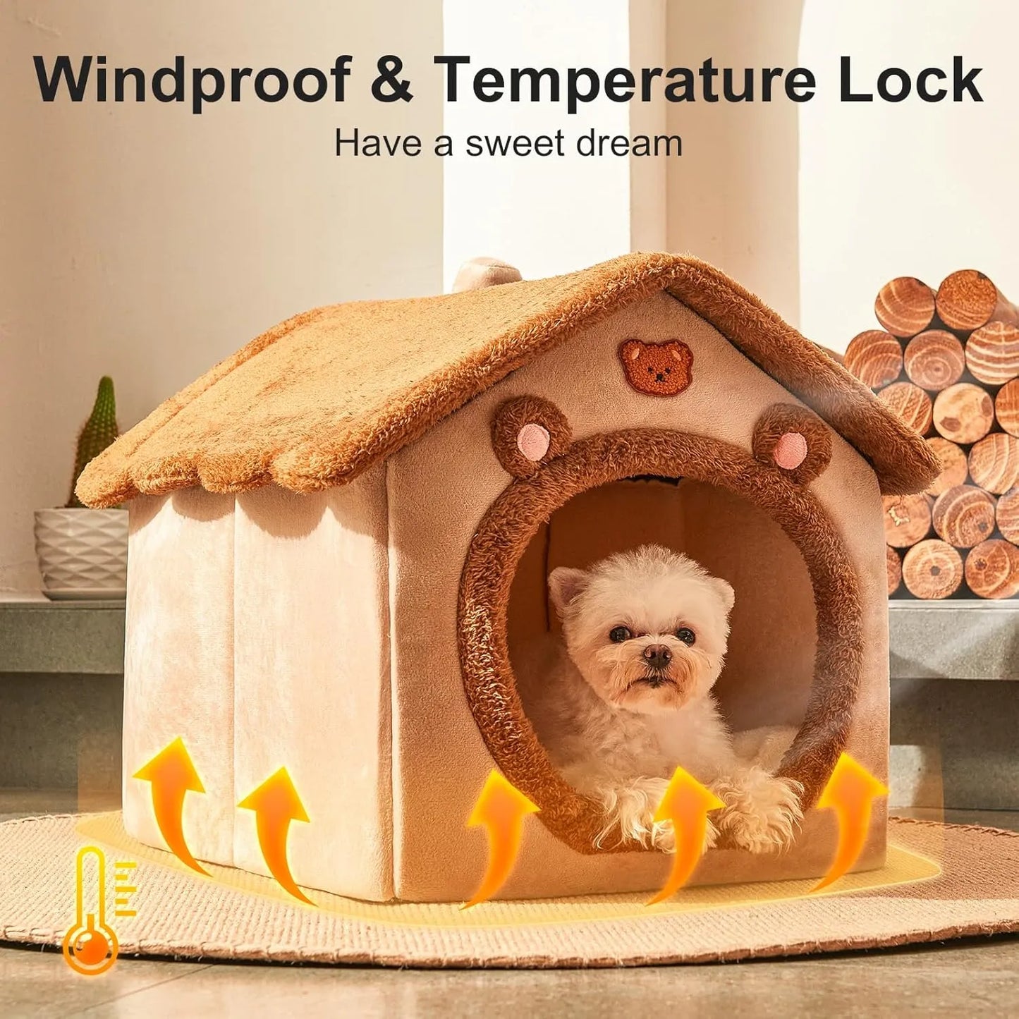 Comfort Plush Pet House Bed with Secure Cozy Space