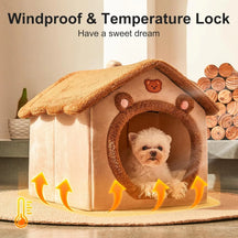 Comfort Plush Pet House Bed with Secure Cozy Space