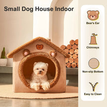 Comfort Plush Pet House Bed with Secure Cozy Space