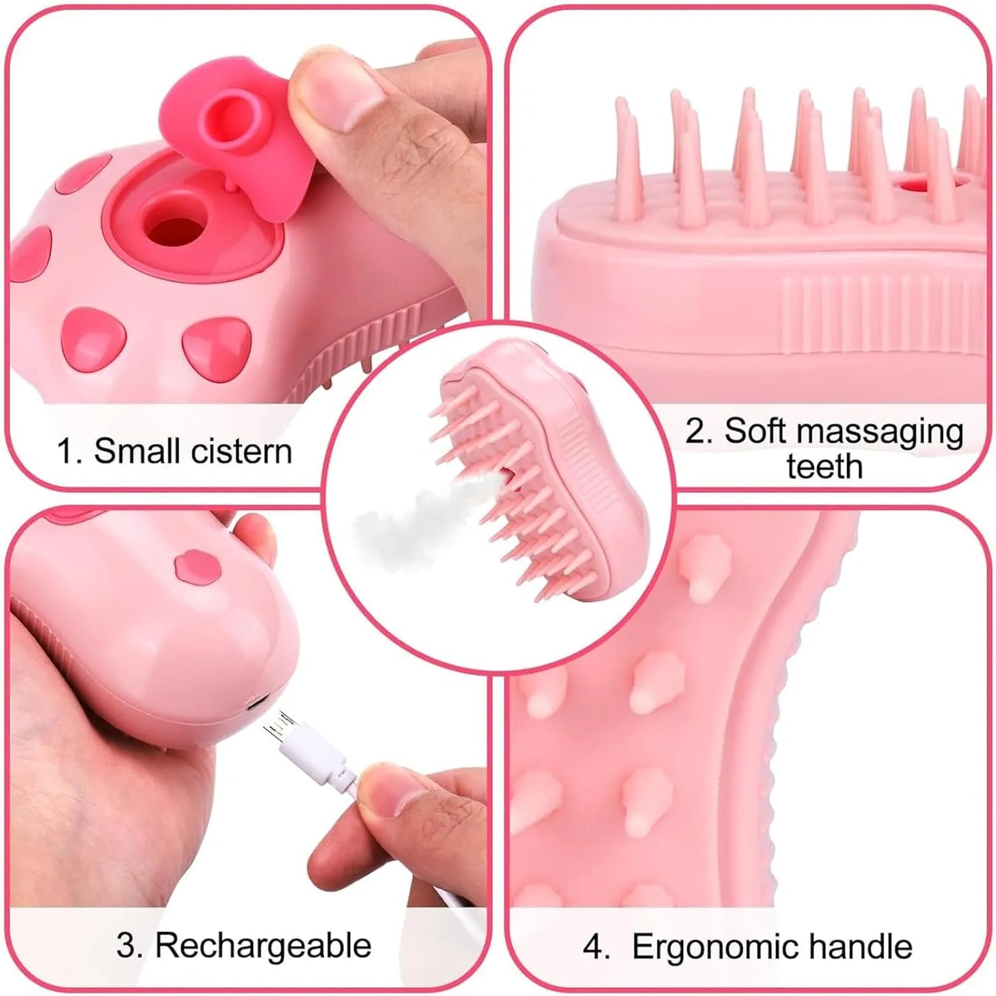 Rechargeable Pet Grooming Spray Brush for Cats & Dogs