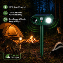 Waterproof Solar Powered Animal Repeller for Rats,Squirrels,Dogs,Foxes and Birds  with Motion Sensor & LED Flash