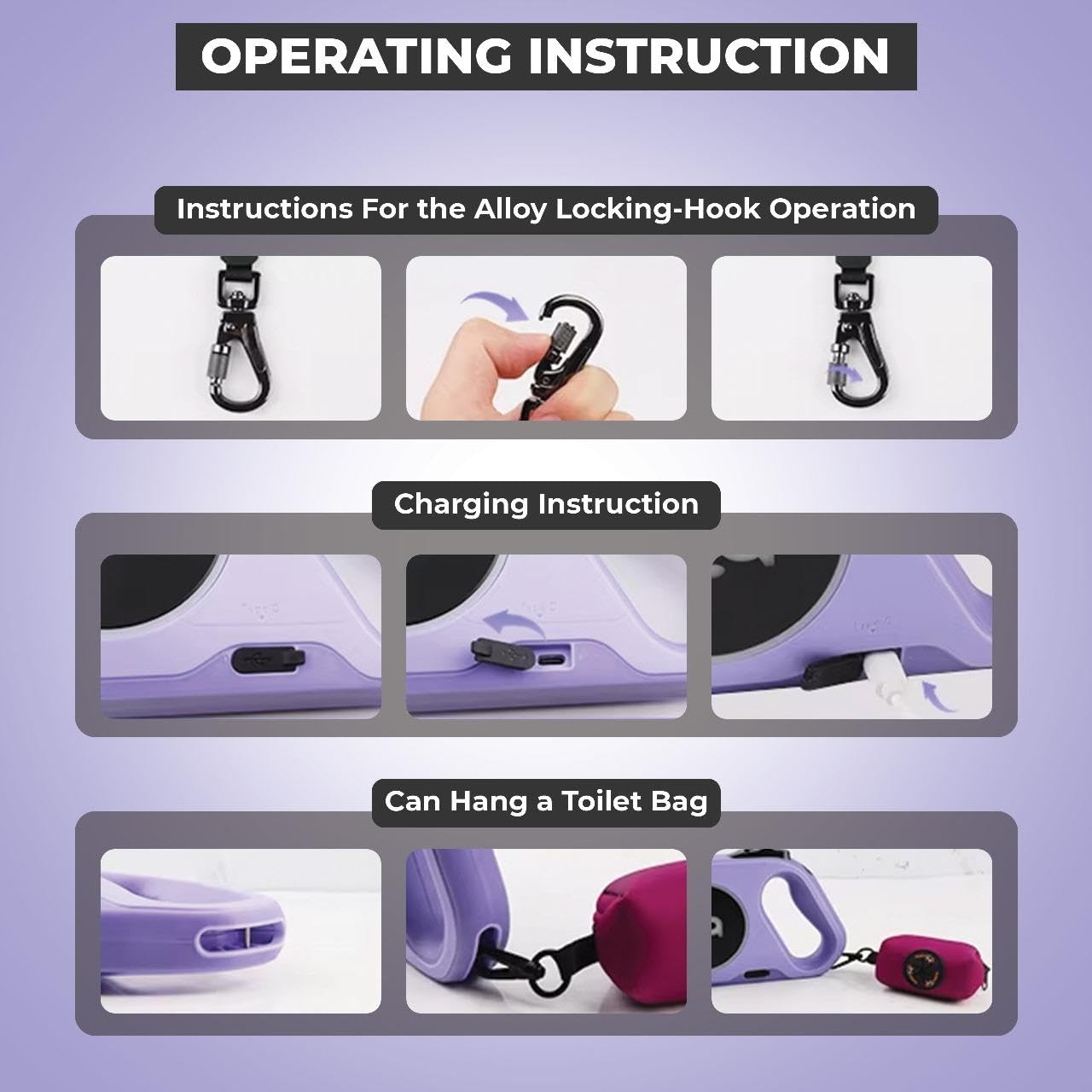 Retractable LED Dog Leash with Flashlight