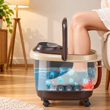 Electric Spa Foot Massager Machine With 8 Manual Rollers, Digital Panel, Bubble Bath & Water Heating Technology For Pedicure, Pain Relief & Foot Care