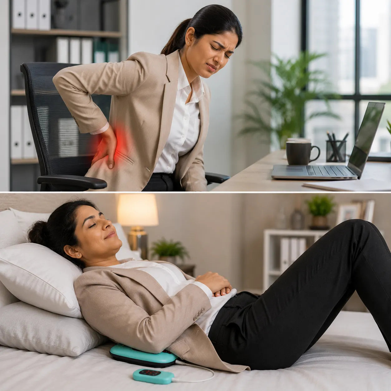 Hot Compress Back Pain Relief Lumbar Massager for Muscle Relaxation, Posture Improvement, Stress Relief, and Daily Back Care