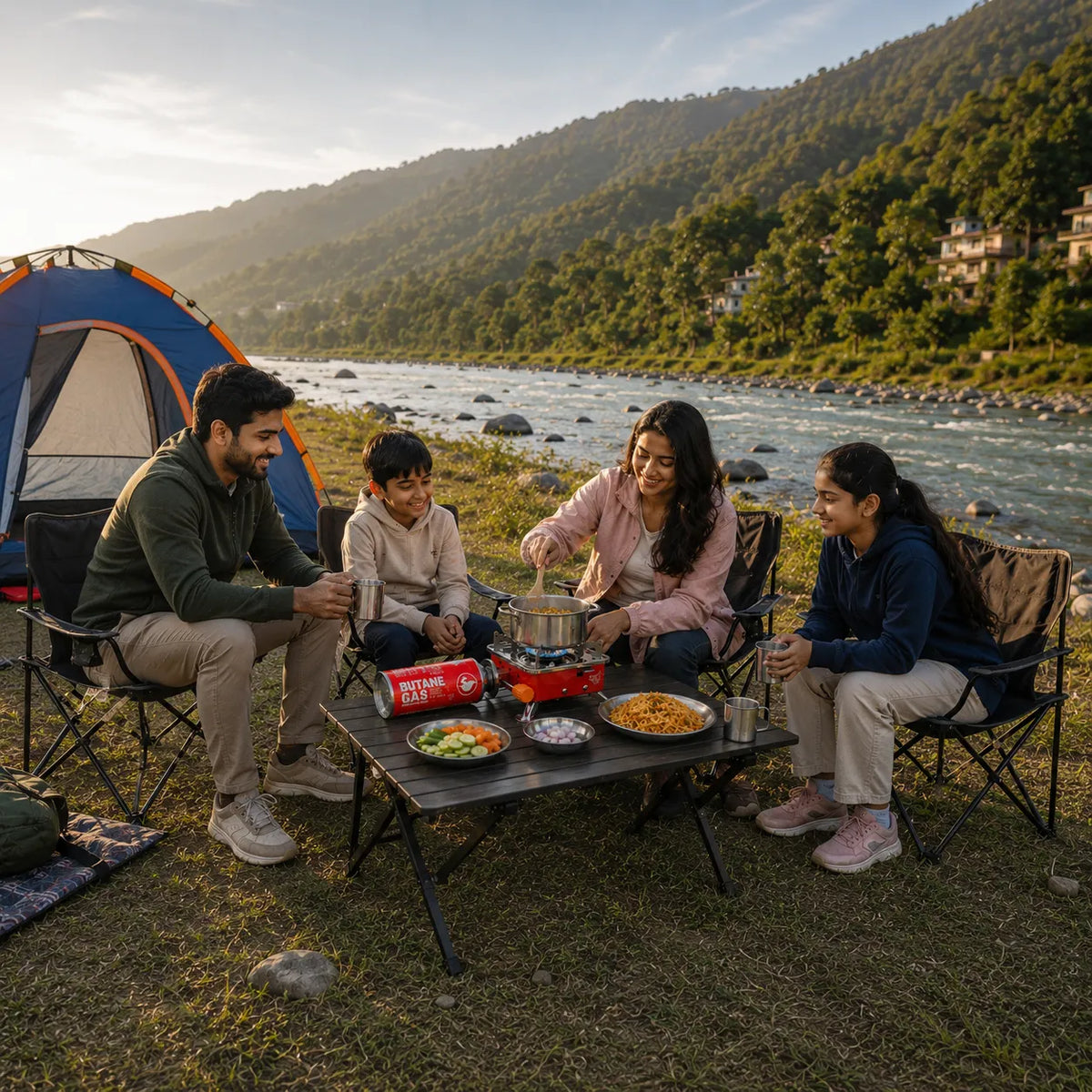 Portable Camping Gas Stove for Travel, Hiking, Outdoor Picnic & Emergency Cooking Use with Storage Bag