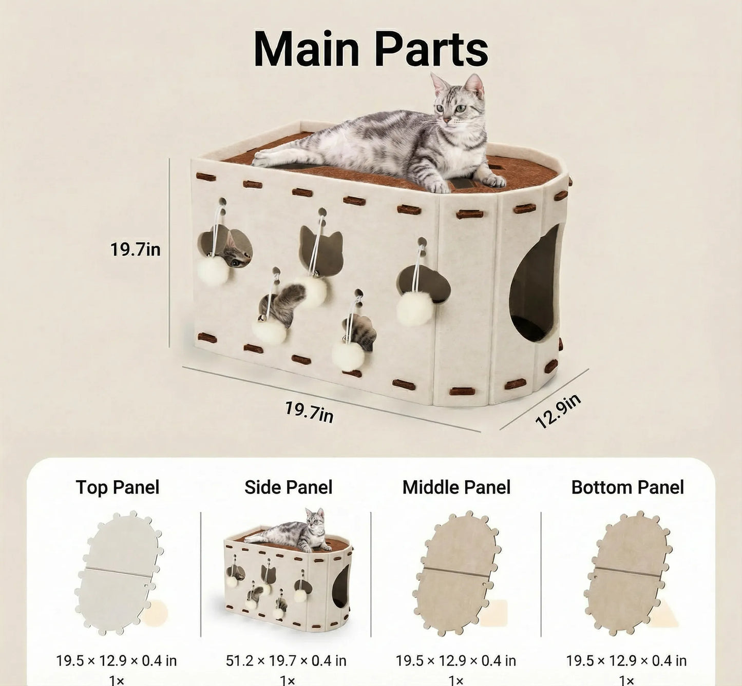 All-in-One Cat Playhouse with Scratch Lounge Bed