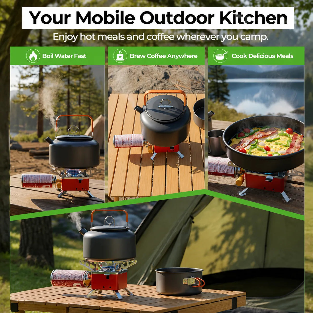 Portable Camping Gas Stove for Travel, Hiking, Outdoor Picnic & Emergency Cooking Use with Storage Bag